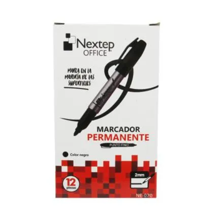 [NE-070] Marcador Permanente Nextep Punto Fino 2mm Negro c/12 Pzas - [NE-070]