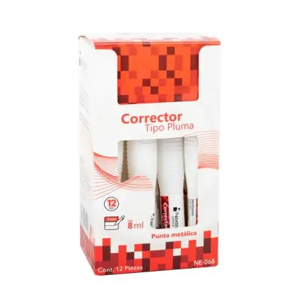 Corrector Nextep Tipo Pluma 8ml Punta Metálica c/12 Piezas - [NE-068]