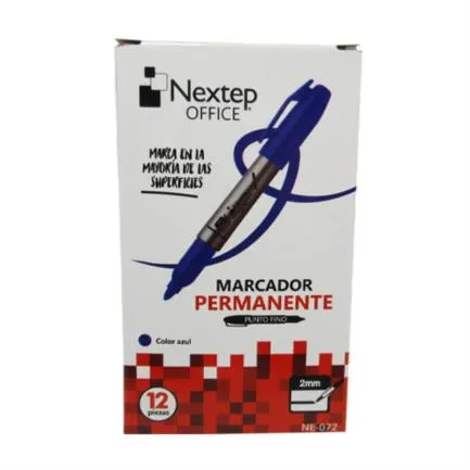 [NE-072] Marcador Permanente Nextep Punto Fino 2mm Azul c/12 Pzas - [NE-072]