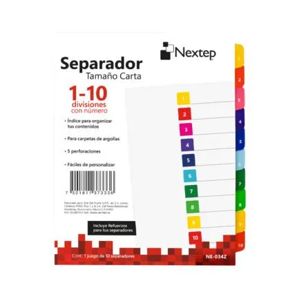 [NE-034Z] Separador Nextep Economico 10 Divisiones con Numero - [NE-034Z]
