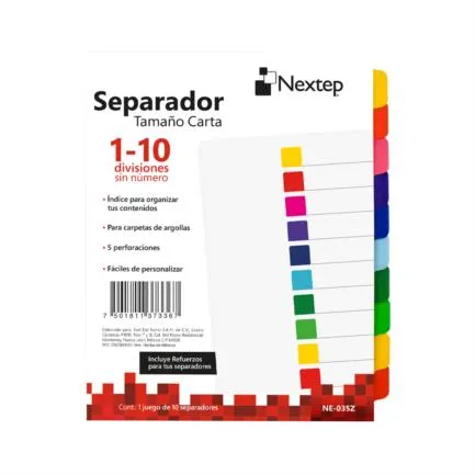[NE-035Z] Separador Nextep Economico 10 Divisiones sin Numero - [NE-035Z]