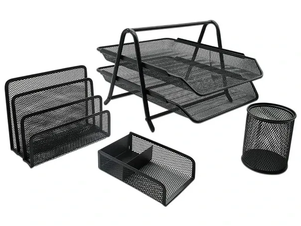 [NE-163] Juego de Charola Organizadora Nextep Malla Metálica 2 Niveles Tipo Oficio y 3 Accesorios - [NE-163]