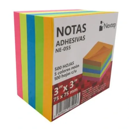 [NE-055] Notas Adhesivas Nextep 3x3 Neón 5 Bloques 500 Hojas - [NE-055]