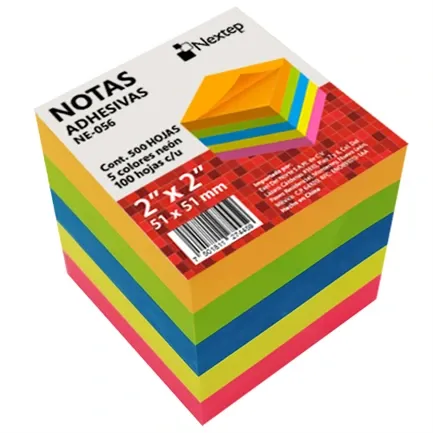 [NE-056] Notas Adhesivas Nextep 2x2 Neon 5 Bloques 500 Hojas - [NE-056]