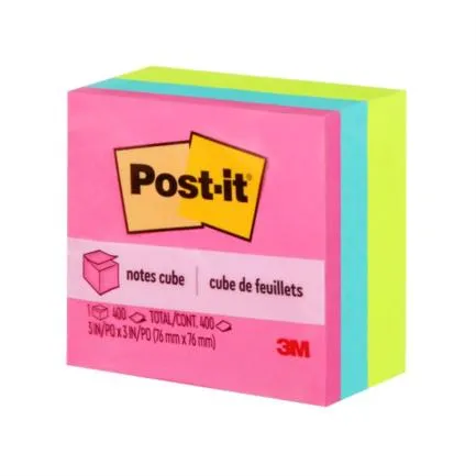 [2027-BRT] Notas Adhesivas 3M Post It Cubo Neón 3x3 400 Hojas - [2027-BRT]
