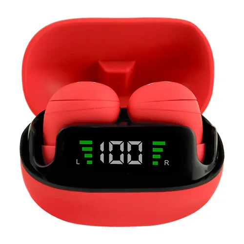 [PC-117087] Audífonos Inalámbricos Perfect Choice TWS Mini Tiny Beats con Indicador de Carga Color Rojo - [PC-117087]