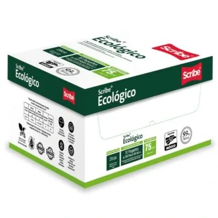 [5296] Papel Cortado Scribe Ecológico Oficio 93% de Blancura 75gr Caja C/5000 Hojas - [5296]