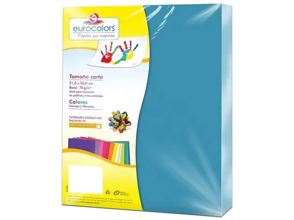 [EC0003] PAPEL CORTADO EUROCOLORS CARTA AZUL CELESTE C/100 - [EC0003]