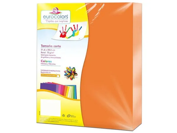 [EC0004] PAPEL CORTADO EUROCOLORS CARTA NARANJA VIBRANTE C/100 - [EC0004]