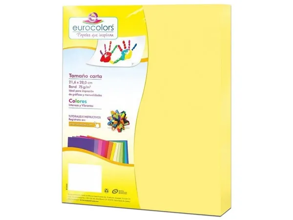 [EC0002] PAPEL CORTADO EUROCOLORS CARTA AMARILLO C/100 - [EC0002]