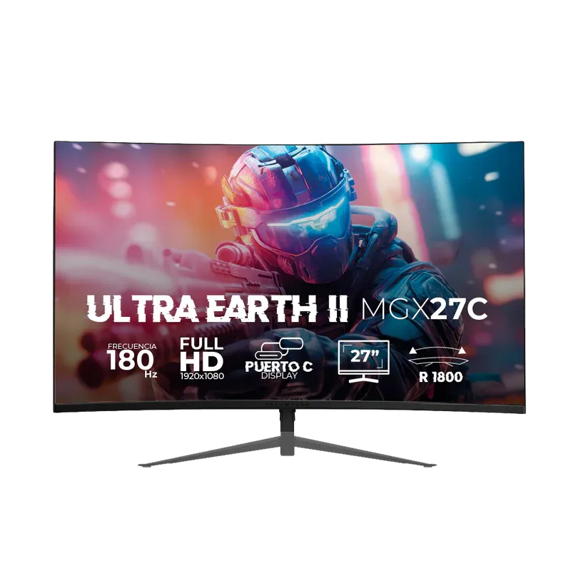 [BR-938273] Monitor Gamer Balam Rush 27" Curvo Ultra Earth II MGX27C FHD 1920x1080 VA 165Hz 1ms HDMI/DP/USB-C 15W/3.5mm Negro - [BR-938273]