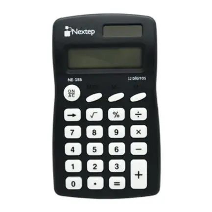 [NE-186] Calculadora Nextep 12 Dígitos de Bolsillo Funciones Básicas Solar/Batería - [NE-186] 