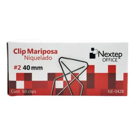 [NE-042B] Clip Mariposa Nextep Niquelado #2 40mm 50 Clips - [NE-042B]
