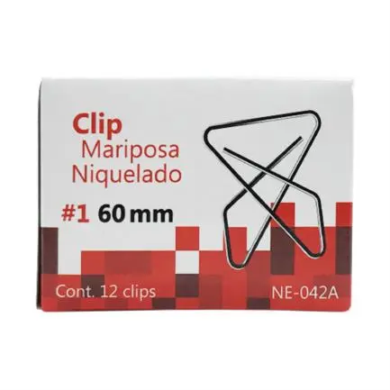 [NE-042A] Clip Mariposa Nextep Niquelado #1 60mm 12 Clips - [NE-042A]