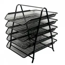 [NE-162GN] Charola Organizadora Nextep Malla Metalica de 5 Niveles Negro Tipo Oficio - [NE-162GN]